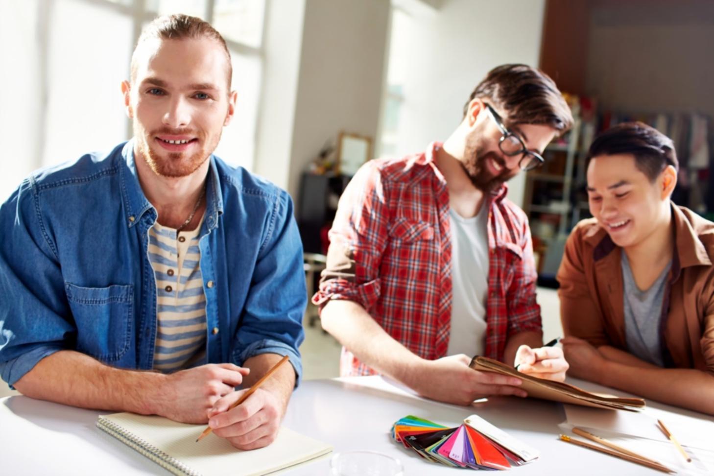 Business team reviewing financial analysis documents